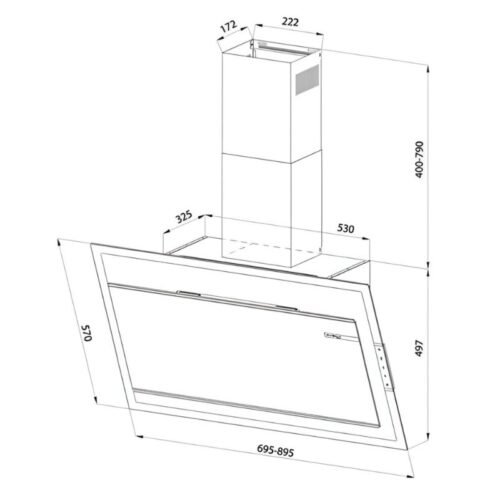Kích thước máy hút mùi Eurosun EH-70CN78B