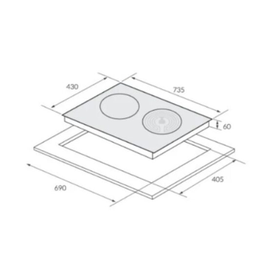 Bếp từ kết hợp hồng ngoại Eurosun EU-TE259Max Kích thước bếp từ kết hợp hồng ngoại Eurosun EU-TE259Max
