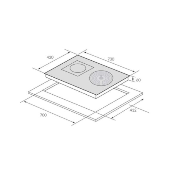 Kích thước bếp từ kết hợp hồng ngoại Eurosun EU-TE728Pro Kích thước bếp từ kết hợp hồng ngoại Eurosun EU-TE728Pro