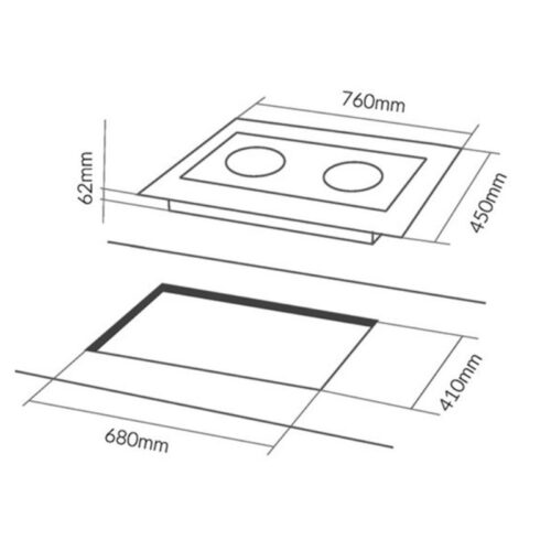 Bếp từ đôi Eurosun EU-T889G lắp âm 3 Kích thước bếp từ đôi Eurosun EU-T889G lắp âm