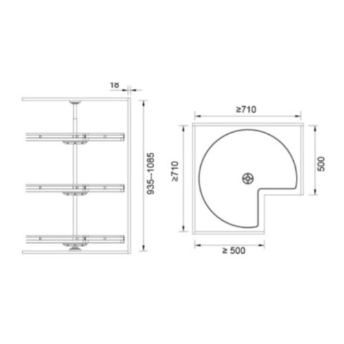 Kệ góc 270 độ 3 tầng GrandX XM.270B 4 Kích thước kệ góc 270 độ 3 tầng GrandX XM.270B