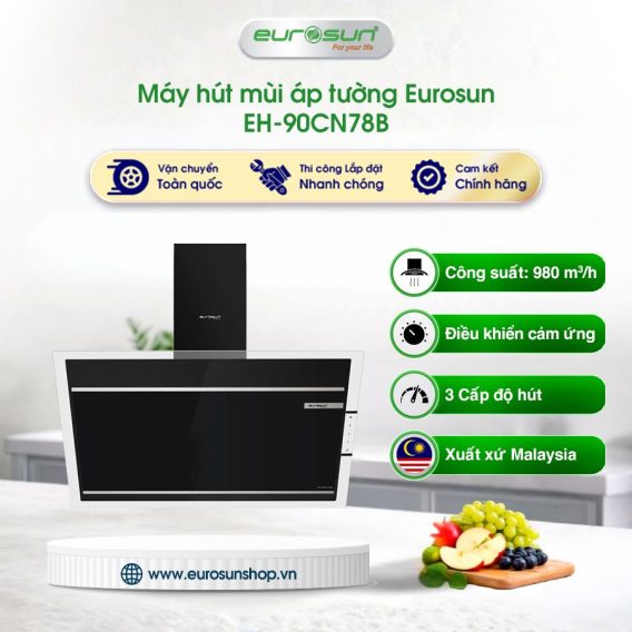 Máy hút mùi áp tường Eurosun EH-90CN78B