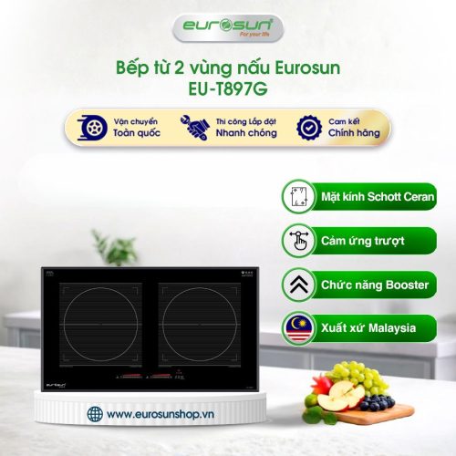 Bếp từ đôi Eurosun EU-T897G lắp âm