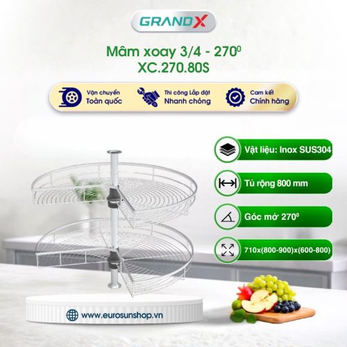 Kệ góc mâm xoay góc mở 3/4 - 270° Grandx XC.270.80S