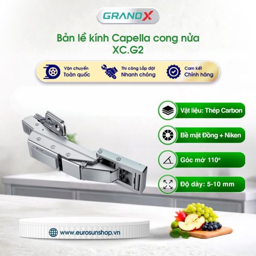 Bản lề cong lắp trùm nửa Capella kính cao cấp GrandX XC.G2
