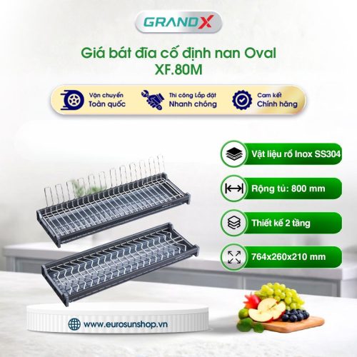 Giá bát đĩa cố định nan Oval SUS304 Grandx XF.80M