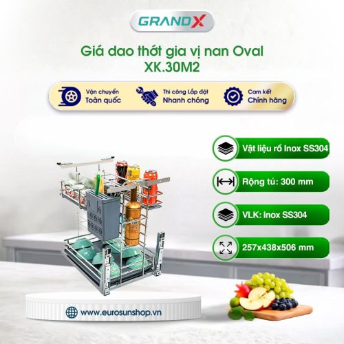 Giá dao thớt gia vị nan oval GrandX XK.30M2