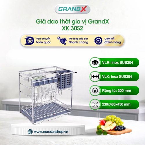Giá đựng chai lọ gia vị dao thớt nan dẹt GrandX XK.30S2