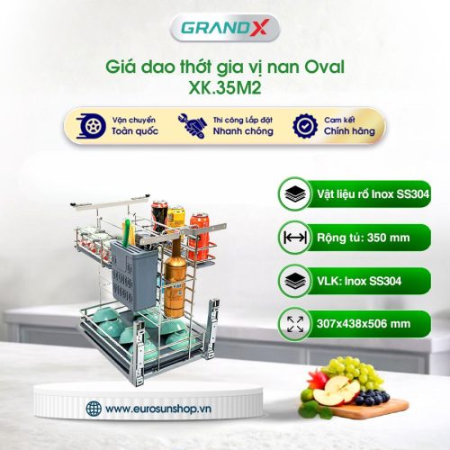Giá dao thớt gia vị nan oval GrandX XK.35M