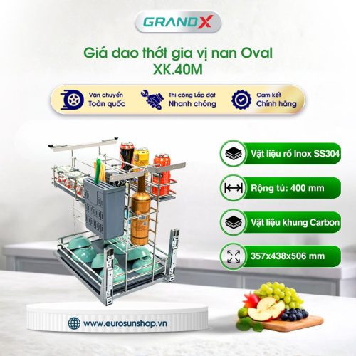 Giá dao thớt gia vị nan oval GrandX XK.40M