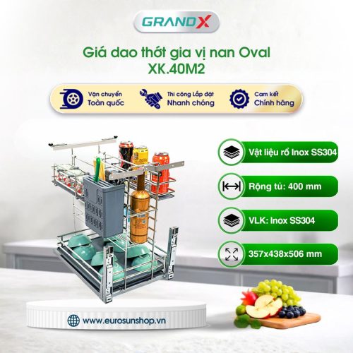 Giá dao thớt gia vị nan oval GrandX XK.40M2