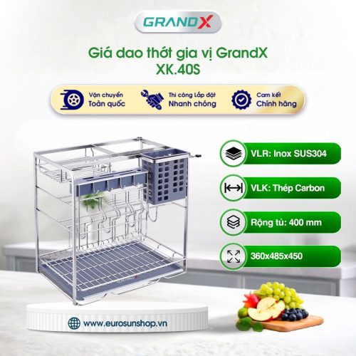 Giá đựng chai lọ gia vị dao thớt nan dẹt GrandX XK.40S