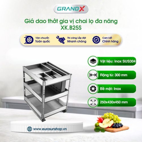 Giá đựng chai lọ, gia vị, dao thớt GrandX XK.B25S