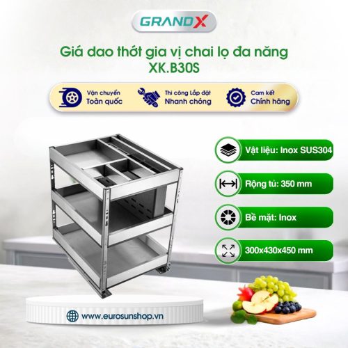 Giá đựng chai lọ, gia vị, dao thớt GrandX XK.B30S