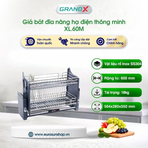 Giá bát đĩa nâng hạ nan Oval SUS304 Grandx XL.60M