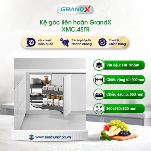 Kệ góc liên hoàn Titanium GrandX XMC.45TR (Phải)