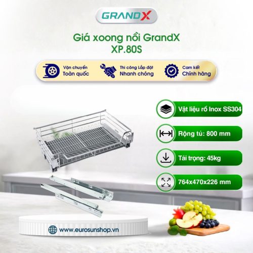 Giá xoong nồi Inox SUS304 nan dẹt GrandX XP.80S