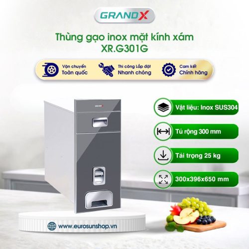 Thùng gạo mặt kính cường lực Grandx XR.G301G