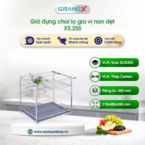 Giá đựng chai lọ gia vị nan dẹt GrandX XS.25S