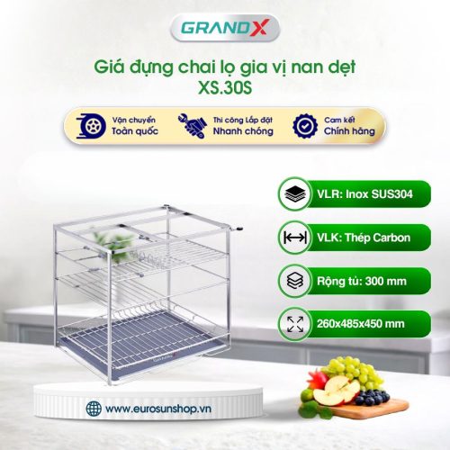 Giá đựng chai lọ gia vị nan dẹt GrandX XS.30S