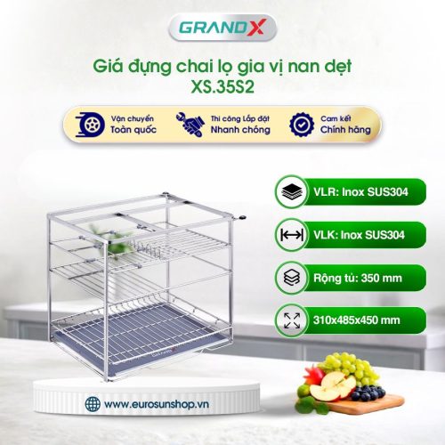 Giá đựng chai lọ gia vị nan dẹt GrandX XS.35S2