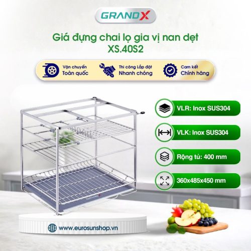 Giá đựng chai lọ gia vị nan dẹt GrandX XS.40S2