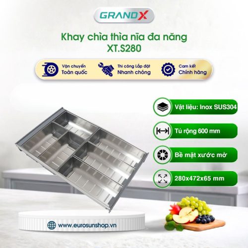Khay chia thìa nĩa đa năng SUS304 cao cấp Grandx XT.S280