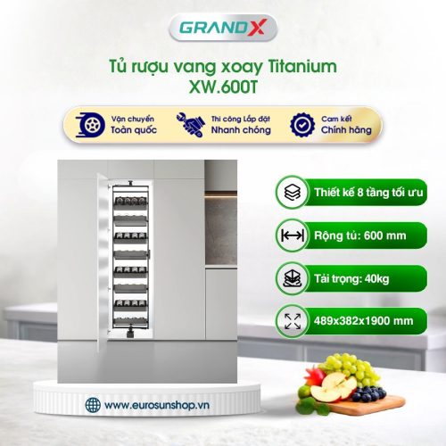Tủ rượu vang xoay 8 tầng Grandx Titanium XW.600T